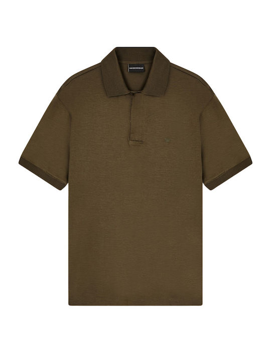 Emporio Armani Polo Tricou Cu Mânecă Scurtă Kaki