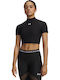 Γυναικείο Αθλητικό Crop T-shirt Fast Drying Μαύρο