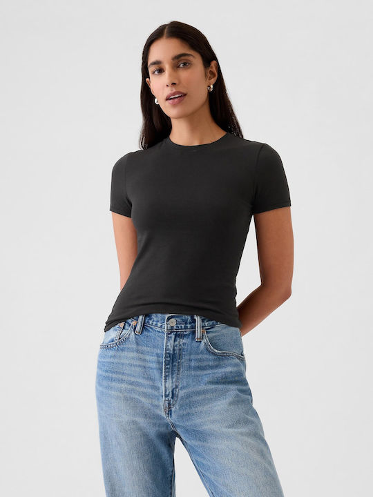 GAP Γυναικείο Crop Top Βαμβακερό Black