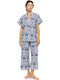 Pink Label Καλοκαιρινό Γυναικείο Σετ Πιτζάμας Blue Tropical