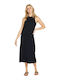 Stonelight Dress Summer Midi Dress with Tearing Black B1312615 BLK