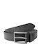 Men's Belt From Black Artificial Leather 12004-Black-130cm