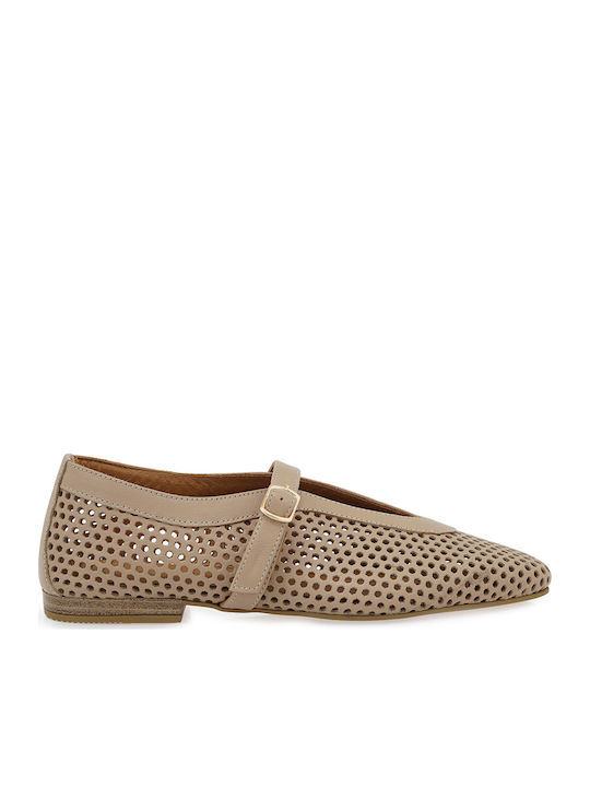 Leather Women's Ballerina Shoes In Pink Color