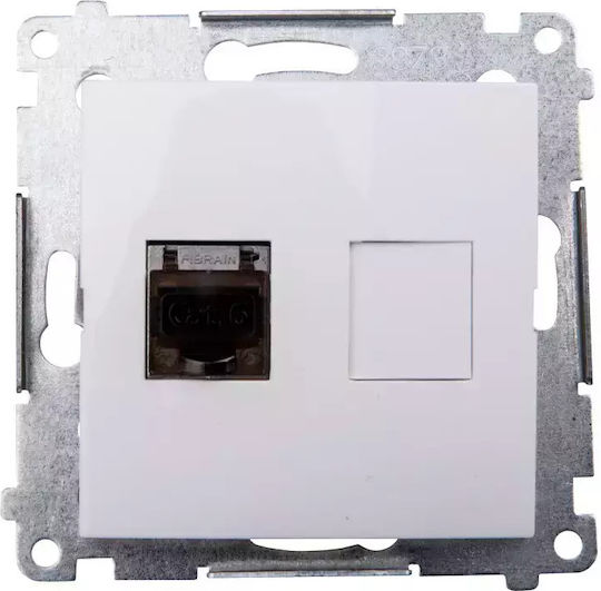 Kontakt-Simon Single Network Socket RJ45 Without Frame Type Cat6 in White Color D61E.01/11