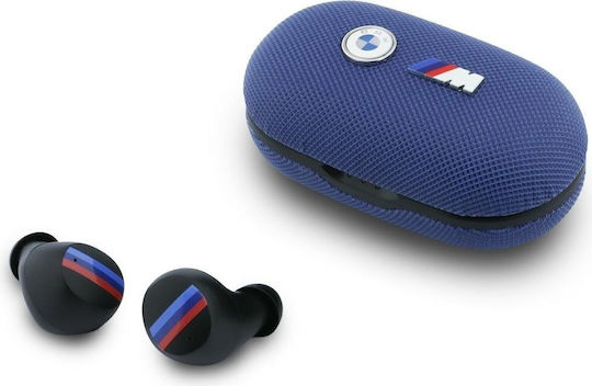 BMW Metal Logo In-ear Bluetooth Handsfree Headphones with Sweat Resistance and Charging Case Blue