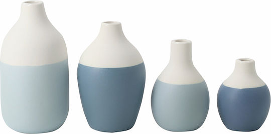 Raeder Σετ Διακοσμητικα Βάζα Πορσελάνης Mini Bottles Μπλε 4τμχ