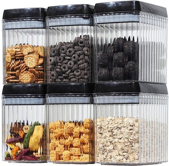 Alista Home Set 6 Stück Lebensmittelgläser mit Kunststoffdeckel Transparent 1500ml