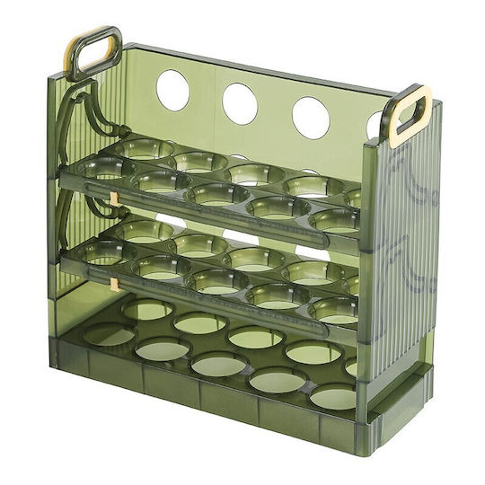 Alista Home Suport Organizator Ouă Alista Home Frigider Transparent Verde Capacitate 30 Ouă Trei Straturi Data Expirării 25.5x10x23 Cm