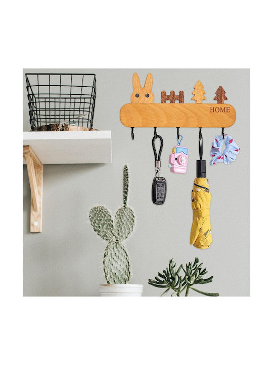 Alista Home Agățătoare Chei De Perete Din Lemn 5 Compartimente 13.5x22cm