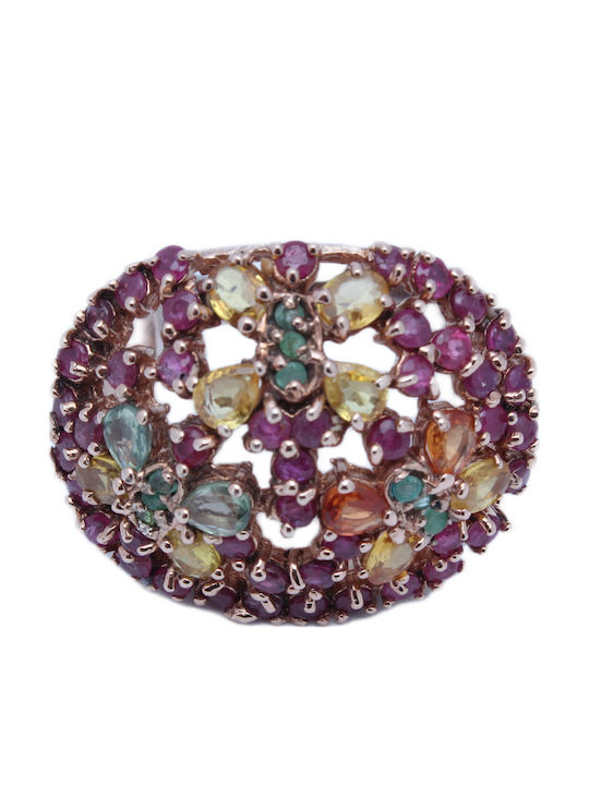 Natural Sapphire Ruby Emerald Ring 16.5