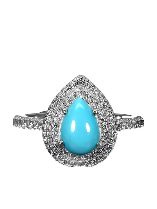 Silver Beautiful Elegant Ring Turquoise Zircon Size 17 925