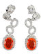 Silver 925 Earrings Zirconia Natural Orange Opals 3