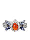 925 Silber Zarter Ring Orange Opal Tansanit Zirkon Größe 15