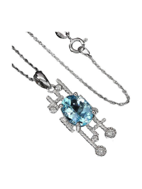 Silver Necklace Sky Blue Topaz 925 Natural 2