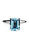 Zarte Elegante Silberring Natürlicher Himmelblauer Topas Größe 16,5