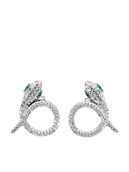 Silver Delicate Aaa Zirconia Snake Earrings 1