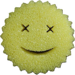 Dish Sponge Alista Home Round Pu Sponge Smiley Face Design Double-sided 10 X 4 Cm Yellow