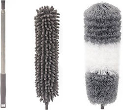 Microfiber Cleaning Mop Alista Home Set 2 Detachable Heads Microfiber Mop Duster Extendable Handle Eva Packaged In Zipper Bag Gray