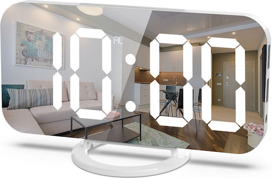 Alista Home Tabletop Digital LED Clock Plastic With Alarm Clock White 116280