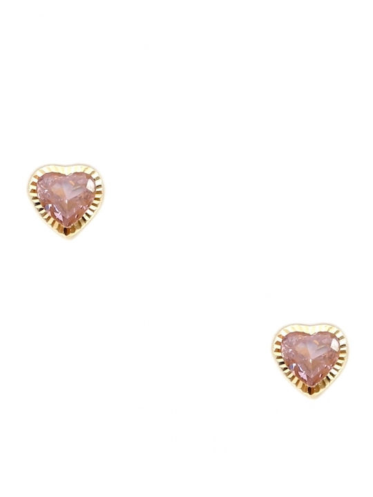 Polytimo Earrings in 9K Pink Gold with Pink Stones