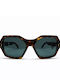 Celine Women's Sunglasses with Brown Tortoiseshell Horn-Rimmed Frame and Gray Lens CL40104I-52N