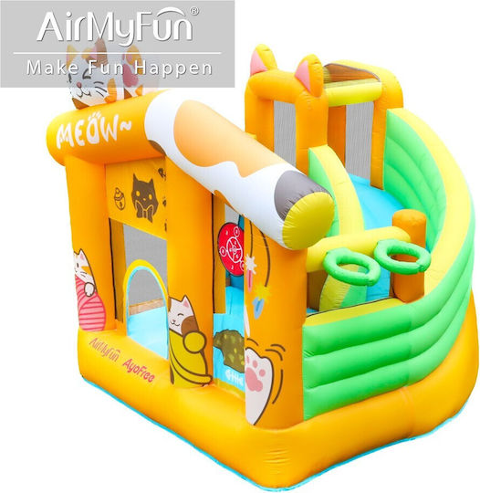 Fun Baby Inflatable Cat with Trampoline and Slide for Ages 3+