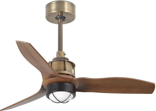 Faro Barcelona Just Fan S 3000K Ανεμιστήρας Οροφής 81cm με Φως Old gold/walnut