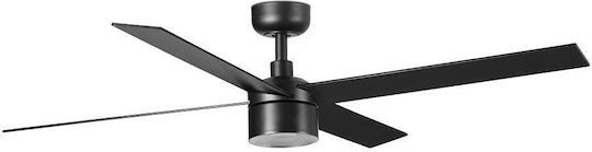 Faro Barcelona Rudder Tek 4 L 2700K Ceiling Fan 132cm with Light Fixture Black/Walnut