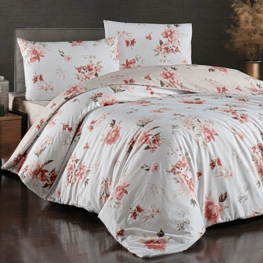 First Choice Set Huse Pentru Pilote Duble Cu 2 Fețe De Pernă Și 1 Cearceaf 200x220cm Mink
