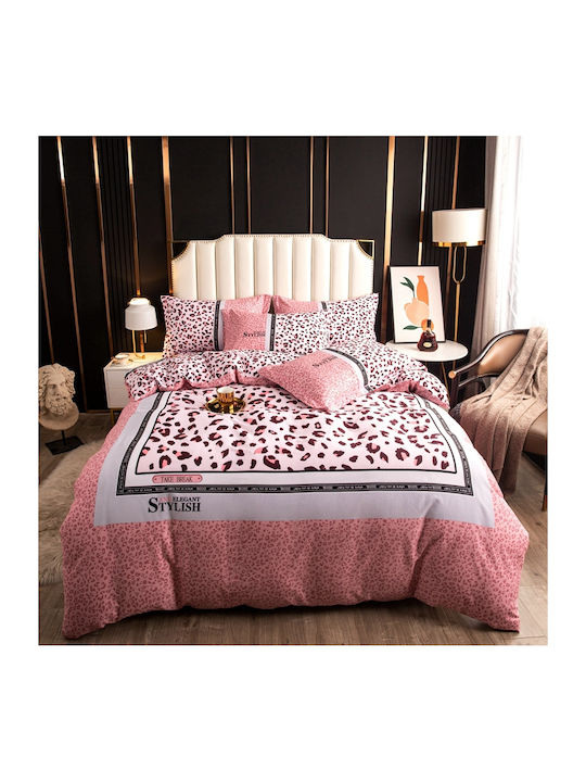4 Seasons Collection Σετ Παπλωματοθήκη Φανελένια Υπέρδιπλη 220x240cm 2 Μαξιλαροθήκες & 1 Σεντόνι Ροζ