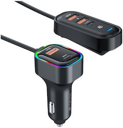 Devia Încărcător Auto Cu Mufă De Brichetă Cu 3 Porturi USB-A Și 1 Port Type-C