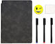 Set Planificator Reutilizabil A5 Pagini Whiteboard Pagini Albe Planificator Șters Uscat 3 Markere 1 Burete 1 Cârpă De Curățare Portabil 24 X 16.5 Cm Copertă Din Piele Neagră