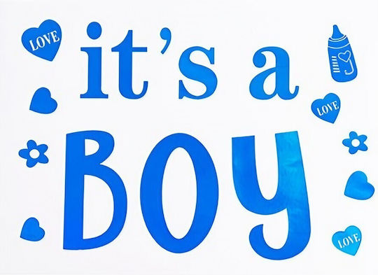 Sticker Decal Alista Home Temă Gender Reveal Text It's A Boy Design 19.5x27.5 Cm Albastru