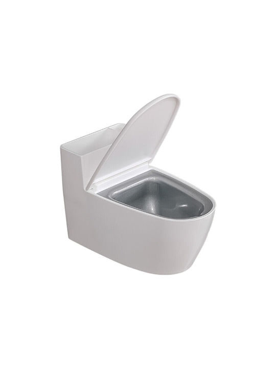 Cenușare Creativă Alista Home Formă De Toaletă Capac Alb Material Din Oțel Inoxidabil Abs 12 5 X 10 X 8 Cm Montare Adezivă Independentă Cameră De Baie Bucătărie Balcon Model Alb 2