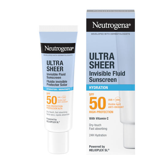 Neutrogena® Ultra Sheer Invisible Fluid Hydration Αντηλιακό Προσώπου Λεπτόρρευστης Υφής με Δείκτη Προστασίας SPF50 για 24ωρη Ενυδάτωση 50ml