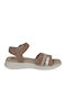 Leather Women's Flat Sandals Beige