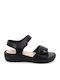 Damen Anatomisch Flache Sandalen Schwarz