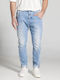 Men's Elastic Jeans Pants with Regular Fit Light Blue