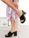Black Mules With Gold Toe Decoration