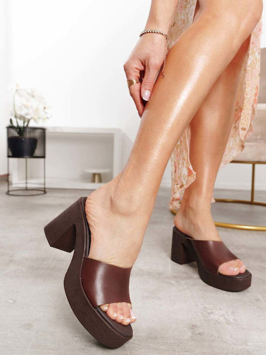 Brown Mules Single Leather Strap