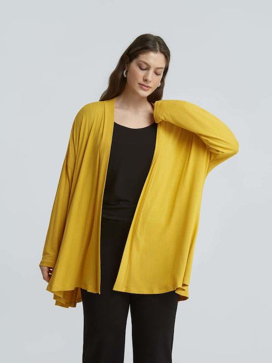 Long Women's Cardigan In Yellow Colour 0039.4519.NETTO-dark-yellow