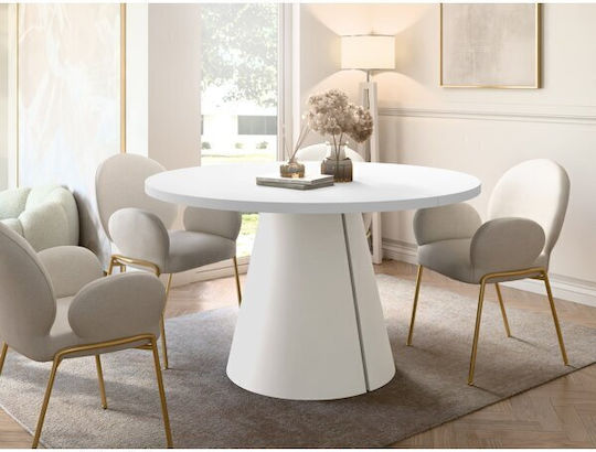 Oswego 166 Round Extendable Wooden White Dining Room Table 76x76cm