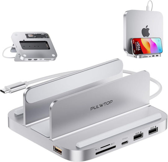 Dock / USB-A / USB-C Dockingstation mit SD/TF Kartenleser 3.5mm Audio Jack mit Telefonhalter (X0023FX4PB)