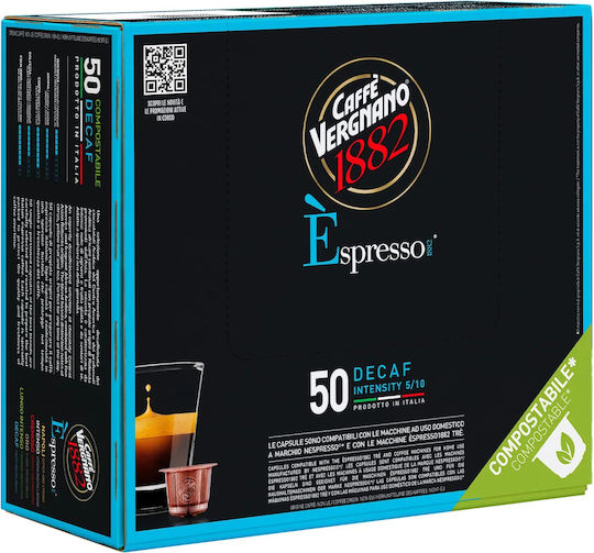 Caffe Vergnano 1882 Κάψουλες Espresso Decaffeine Συμβατές με Μηχανή Nespresso 50caps