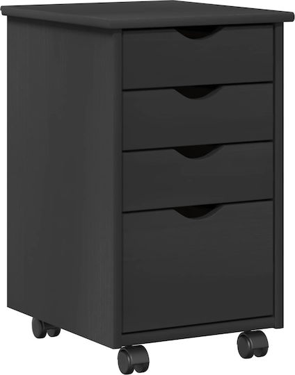 Office Storage Drawer from Solid Wood with Wheels Grey 34x39x56cm
