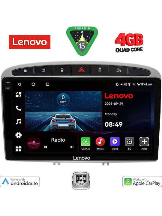 Lenovo Car Audio System for Peugeot 308 / RCZ 2007-2012 (Bluetooth/USB/WiFi/GPS/Apple CarPlay/Android Auto) with 9" Touch Screen
