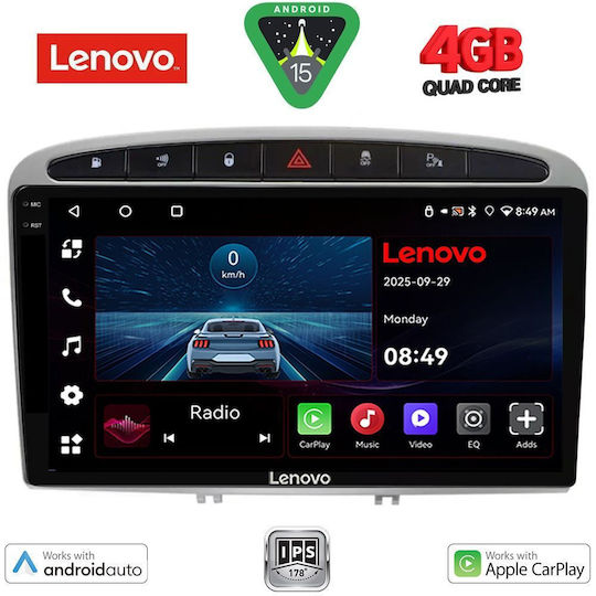 Lenovo Car Audio System for Peugeot 308 / RCZ 2007-2012 (Bluetooth/USB/WiFi/GPS/Apple CarPlay/Android Auto) with 9" Touch Screen