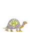 Silver Turtle Brooch Garnets Olivines Emerald 925