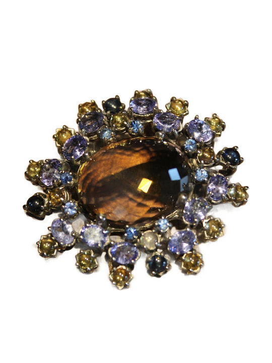 Silver Pendant Natural Citrine Tanzanite Kyanite Tourmalines