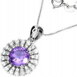 925 Zarte Halskette Natürlicher Amethyst Zirkon